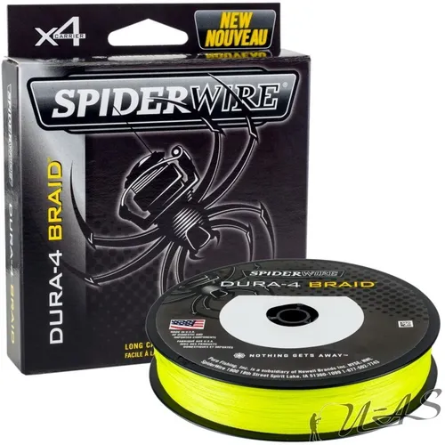 Spiderwire Dura 4 Braid 150M 0.35mm 35.0Kg-77Lb Gelb Geflochtene Angelschnur Sha