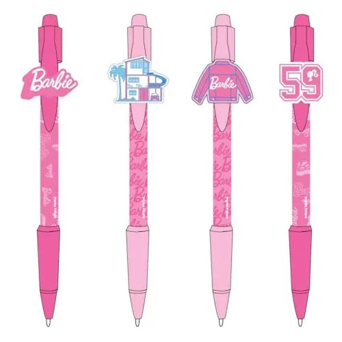 CERDÁ LIFE'S LITTLE MOMENTS Packung mit 4 von Barbie inspirierten Stiften - Rosa - 13,5 X 19 X 2 cm - Einzigartiges Design auf jedem Stift - Originalprodukt in Spanien entworfen