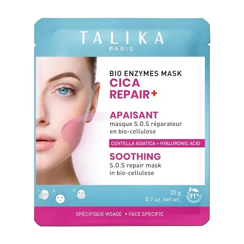 Talika Bio Enzyme Cica Repair Maske, beruhigend, feuchtigkeitsspendend und reparierend, für trockene Haut