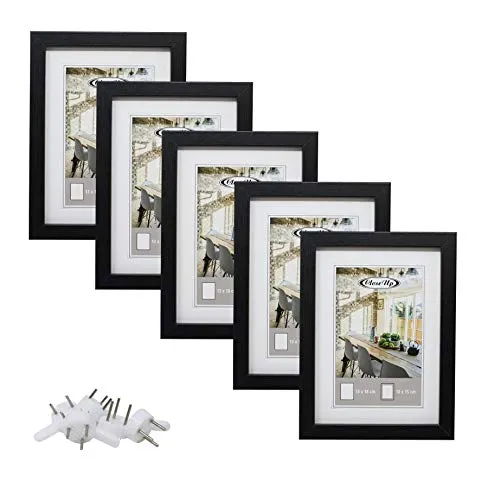 Close Up Bilderrahmen-Set 5 STK. 13x18 cm - Schwarz Premium MDF-Rahmen, bruchsichere Acrylglas-Scheibe mit Passepartout, Collage