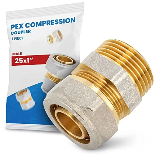 Schraubfitting Fitting Kupplung Verbundrohr Rohrverbinder PEX-AL-PEX Schraub-Kupplung Klemmverschraubungen Verschraubung Verbinder 25 x 1'' AG Sanitärsystem