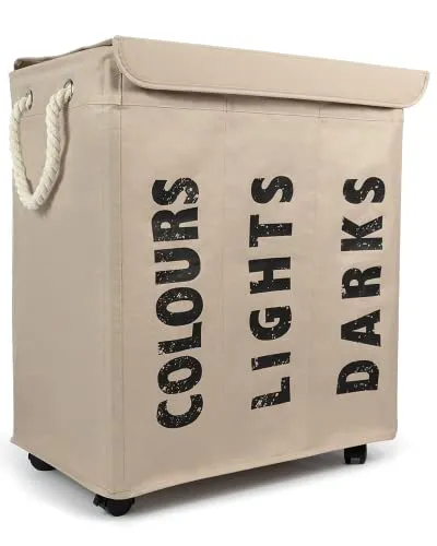 osoltus Wäschesortierer auf Rollen in beige von hausratplus