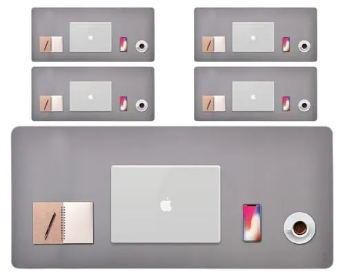 5er SETx Rhombutech XXL Mauspad, Schreibtischunterlage, Notebookunterlage, Schreibtischschutz. Ideal im Büro oder für Zuhause (90 x 43cm, Black)