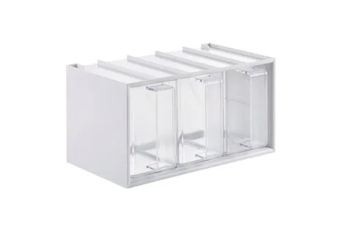 SO-TECH® Küchenregal Küchenschütte mit 3 Schütten - Regal für die Küche, 267 x 146 x 150 mm, weiß mit glasklaren Schütten - ideal zur praktischen Aufbewahrung und Organisation von Lebensmitteln.