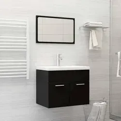 vidaXL 2-tlg. Badmöbel-Set Schwarz Holzwerkstoff von vidaXL