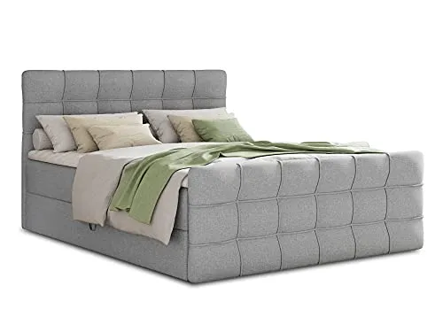 Boxspringbett Best Lux 160x200 cm mit Fußteil und 2 Bettkästen - Betten mit luxuriöser Bonell-Matratze und integriertem Topper. Praktische Bettkästen für zusätzlichen Stauraum und elegantes Design für Ihr Schlafzimmer.