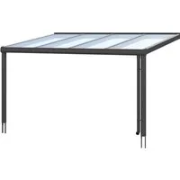 Terrassenüberdachung Genua 434 x 257 cm - Aluminium Terrassenüberdachung in Anthrazit, mit stabiler Konstruktion, integrierter Regenrinne und UV-reflektierenden Polycarbonat-Doppelstegplatten für optimalen Wetterschutz.