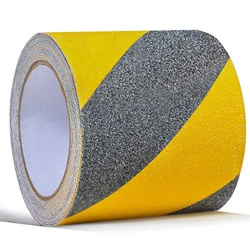 ONTWIE Rutschfestes Sicherheitsband für Treppenstufen, 10cm x 5m, rutschfest, rutschfest, hohe Zugkraft, Abriebfestigkeit, Klebeband, Sicherheitshinweis, Schwarz/Gelb