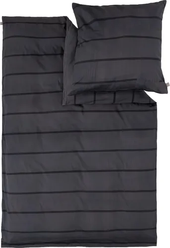 Bugatti Bettwäsche 135x200 cm - Hochwertige Satinbettwäsche in Anthrazit/Schwarz - Bettwäsche-Sets aus 100% Baumwolle, temperaturausgleichend und pflegeleicht, ideal für alle Jahreszeiten mit praktischer Easy-Flap-Konfektion.