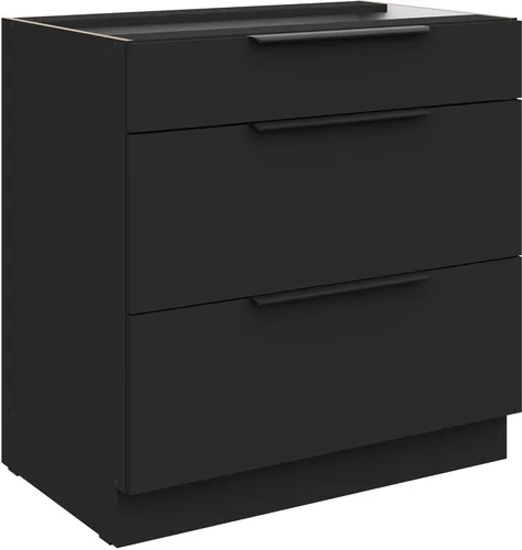 Küchen Unterschrank 80 cm SIENA Schwarz in schwarz von Küchenpreis-Bombe