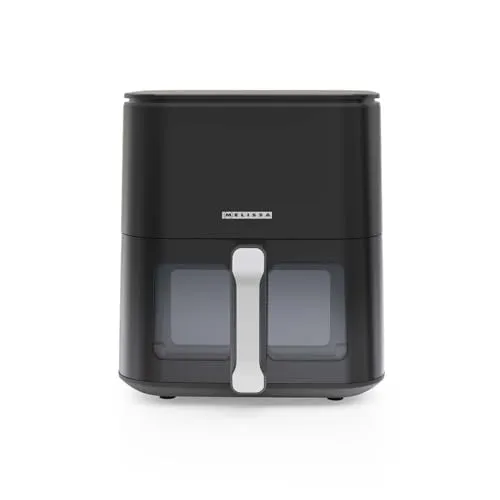 Melissa 16290102 - Digitale Heißluftfritteuse XL, 5 l - Kompaktfriteusen mit 5-Liter-Frittierkorb für 6-7 Portionen, 8 voreingestellten Programmen und Sichtfenster für fettfreies Garen.
