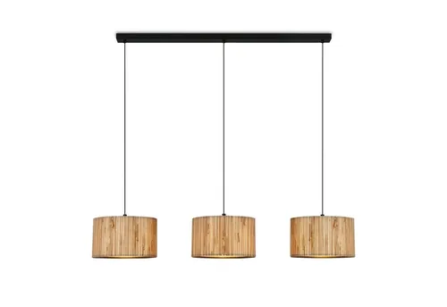 Briloner Leuchten LED Pendelleuchte 485X - Stilvolle Hängelampe aus Naturmaterial - Lampen: Elegante 3-flammige Pendelleuchte aus Stroh und Bast, DESIGNED in Germany, ideal für Esszimmer und Küche, max. 10W Leuchtmittel, individuell gestaltbar.