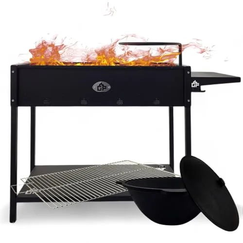 Mangal Set Batyr 80 Schaschlikgrill mit Grillrost und Kasan 8L - Grills: Großzügige 80 cm Grillfläche für mehrere Schaschlikspieße und praktischer Kasanhalter für traditionelle Gerichte.