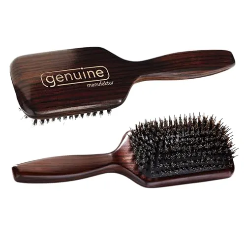 genuine haircare CARE BRUSH - 100% Wildschweinborsten Bürste – Pflegende sleek Haarbürste ohne ziepen für gesunde Haarpflege, antistatisch, Handmade in Germany