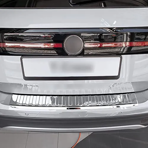 teileplus24 L660 Ladekantenschutz kompatibel mit VW T-Cross C1 2018-2022 V2A Edelstahl Abkantung, Farbe:Silber glänzend