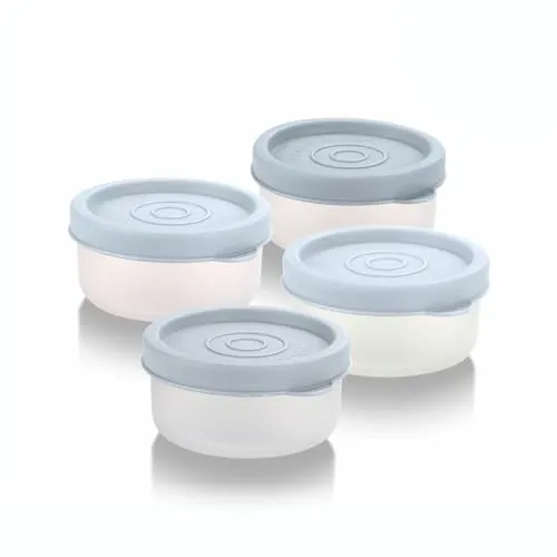 Gewürzbecher mit Deckel, 4 Stück, 37 ml, Salatdressing-Behälter für unterwegs, kleine Frischhaltedosen mit Deckel, Soßenbecher, auslaufsicher, wiederverwendbar, Kunststoff, BPA-frei, für Lunchbox,