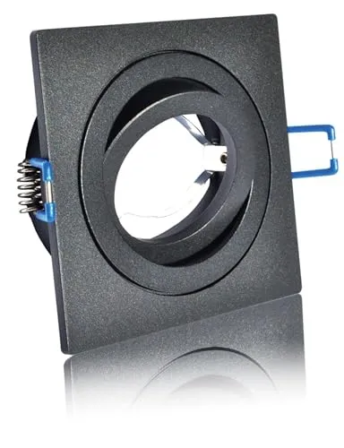 Lichtidee 3 x Einbaustrahler Rahmen Lampe Spot schwarz matt eckig Druckguss+GU10 L Fassung 230 Volt