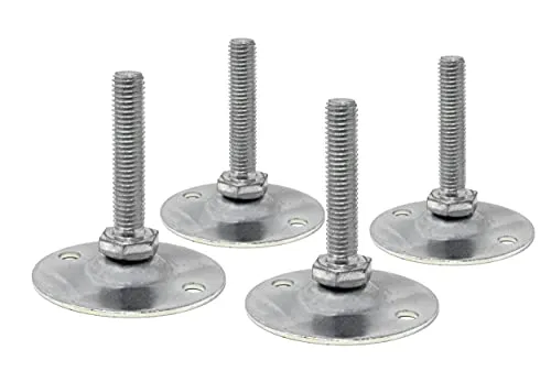 Design61 4X Justierschraube mit Beweglicher Stellschraube M10 x 50 mm Stahl Verzinkt Verstellschraube Teller Ø 60 mm für Möbel, Werkbank & Maschinen