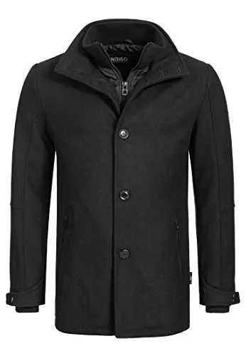 Indicode Herren Brittany Kurzmantel mit Stehkragen | Herrenmantel Wollmantel Mantel Männer Black, XL