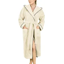 Laynenburg Damenbademantel - Frottee Bademantel Damen lang, 124, Baumwolle, Kapuze, Gürtel, 100% Baumwolle, Gürtel, Frottee Kapuze S-3XL weiß L | 122 cm