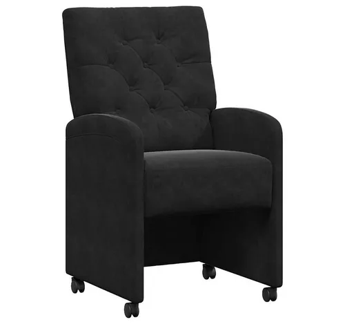 vidaXL Esszimmerstühle mit Rollen, 2er Set, Schwarz, Samt von vidaXL