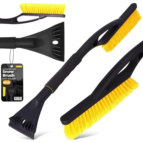 Instalguru Eiskratzer Auto mit Bürste 60 cm Schneeräumen Kratzer Schnee Besen Fegen Schneefeger Schneebesen Eisschaber Scheibenkratzer Eisbrecher Schneekratzer Scheibenreiniger