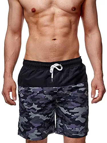 Indicode Herren Pruitt Badehose mit 3 Taschen und Tunnelzug | Badeshorts für Männer Dired Camouflage, S