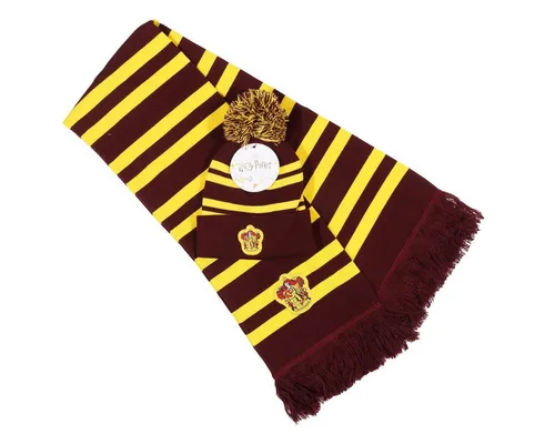 Harry Potter Gryffindor Hat & Scarf Set - Winter-Zubehör-Set für Fans, mit stylischem Gryffindor Design in rot und gelb, perfekt für kalte Tage und zum Ausdrücken deiner Hauszugehörigkeit.