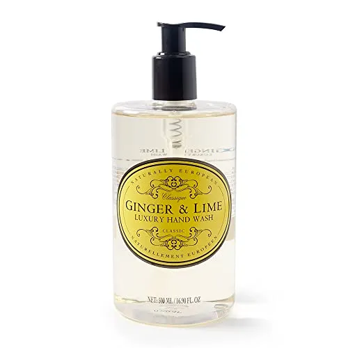 Naturally European Ginger & Lime Luxury Hand Wash, Cleanse & Moisturise - 500ml | Natural Soap Ideal for Sensitive Skin | Hand Soap, Liquid Hand Soap, Liquid Soap