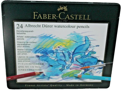 Faber-Castell 117524 - Aquarellstifte Albrecht Dürer, 24er Metalletui mit wasservermalbaren Minen und brillanter Farbintensität für kreative Kunstwerke