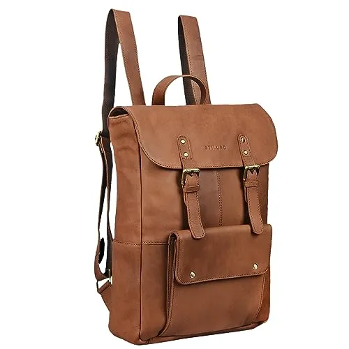 STILORD 'Manila' Vintage Leder Rucksack XL für Laptop - Vielseitiger Lederrucksack für Damen und Herren mit 15,6 Zoll Laptopfach. Ideal für Schule, Uni und Reisen. Cleveres 2-in-1 Design als Rucksack oder Handtasche, mit viel Stauraum und praktischem Reißverschluss.