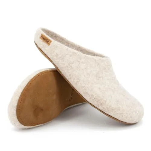 Magicfelt Filz Pantoffel - 100% Fuchsschafwolle mit Ledersohle - Hausschuhe aus 100% reiner Fuchsschafwolle, temperaturregulierend und mit rutschfester Ledersohle für optimalen Komfort zu Hause.