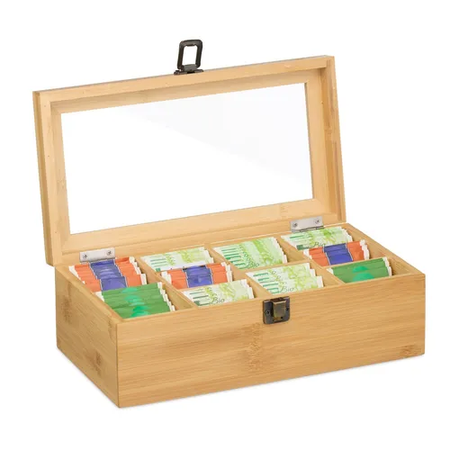 Teebox Tee Aufbewahrung Teebeutel Aufbewahrungsbox Teedose Teekiste 10 Fächer