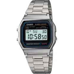 Casio Sportuhr A158WA-1DF - Unisex Vintage Armbanduhr, elegantes Design in Silber und Schwarz, perfekt für den Alltag