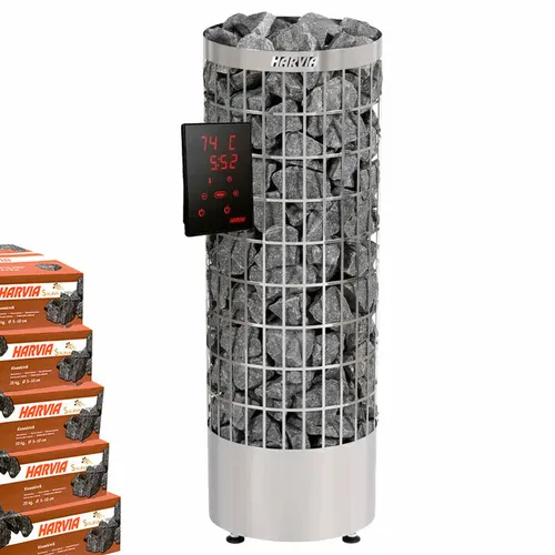 Harvia Cilindro XE 9 kW PC90XE - Finnischer Saunaofen mit Xenio Touch-Steuerung - Saunaofen für Saunen von 8-14 m³, inklusive hochwertigem Xenio Touch-Bedienfeld für einfache Temperatursteuerung und effiziente Wärmeverteilung.