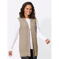 Strickweste CASUAL LOOKS, Damen, Gr. 48, beige, 50% Baumwolle, 50% Polyacryl, unifarben, Westen Strickweste