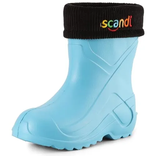 Ladeheid Kinder Mädchen Jungen federleichte Eva Thermo Gummistiefel gefüttert LA-763 (Türkis306c/Schwarz, 31 EU)