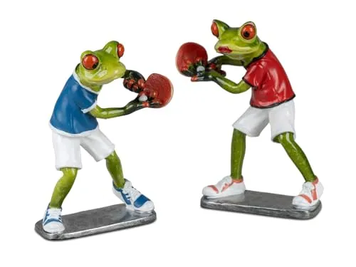 formano Frosch Tischtennisspieler oder Tischtennisspielerin Froschhausen hellgrün aus Kunststein (Frosch Tischtennisspieler)