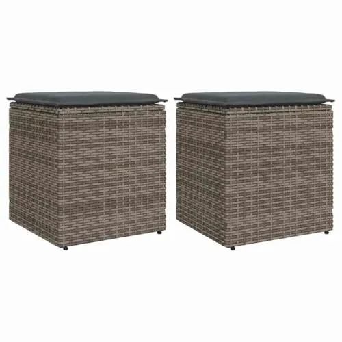 vidaXL Gartenhocker mit Kissen 2 STK. Grau von vidaXL