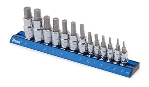 Titan Tools 16124 Steckschlüsselsatz, metrisch, Innensechskant, 13-teilig