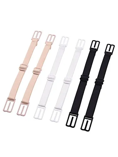 Creamlin 6 Stück BH Strap Clips Elastischer Anti-Rutsch-Riemenhalter, Schwarz, Beige, Weiß