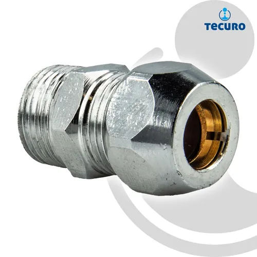 tecuro Quetschverschraubung G 3/8 Zoll x Ø 10 mm Rohr, Messing verchromt