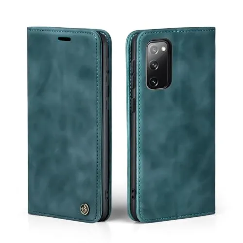 LBH Handyhülle für Samsung Galaxy S20 FE in Petrol Blau mit Karten- und Geldfach Smartphone Hülle mit Standfunktion Flip Case Schutzhülle Magnetverschluss Vintage