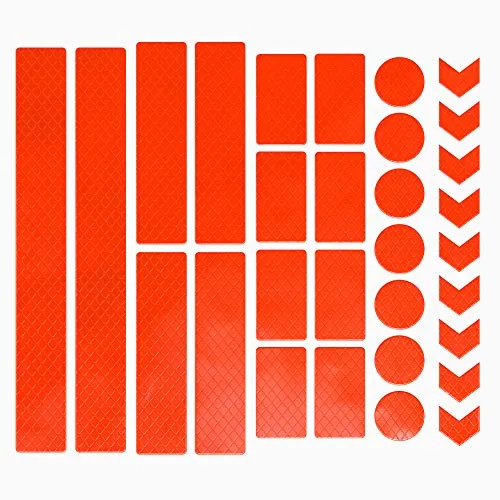EAZY CASE 30 x Leuchtaufkleber, Reflektierende Aufkleber, Reflektor Band, Sicherheit im Dunkeln, wasserfest, selbstklebend für Fahrrad, Kinderwagen, Schulranzen, Rucksack, Kleidung, Neon Orange