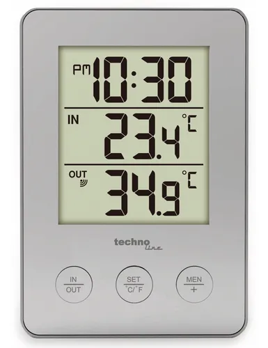 Technoline WS 9175 Wetterstation - digitale Wetterdatenanzeige mit Außensender, präzise Temperaturmessung und übersichtlichem Display in Silber