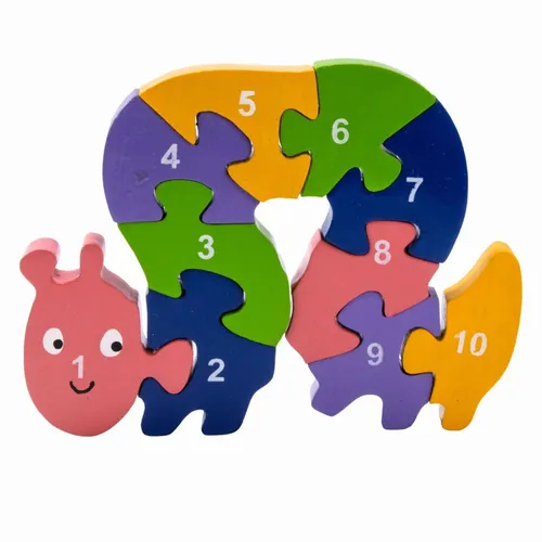 Holzpuzzle Raupe mit Zahlen von 1 bis 10- 3937