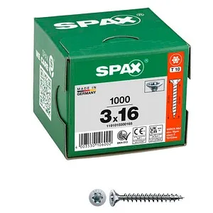 SPAX Universalschrauben T10 Senkkopf WIROX 1191010300165 3 mm x 16 mm, 1.000 St.