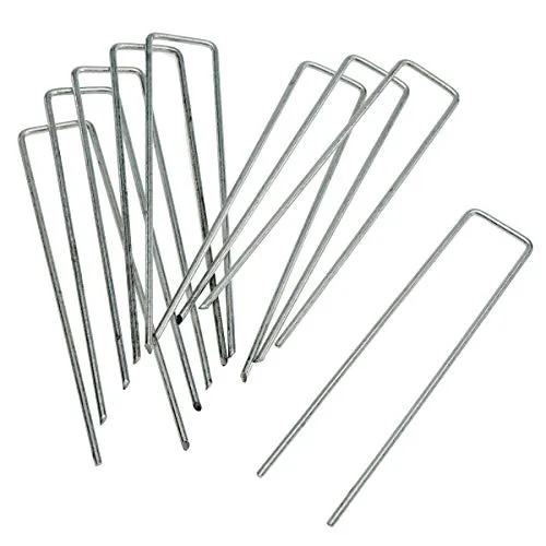 HaGa® 100 Erdanker Metall verzinkt - U-förmige Bodenanker für Garten - Gartenvliese und mehr: 100 rostfreie Erdanker aus verzinktem Metall, die sich einfach in den Boden drücken lassen. Ideal zur Befestigung von Unkrautschutz- und Rasenschutzvliesen.