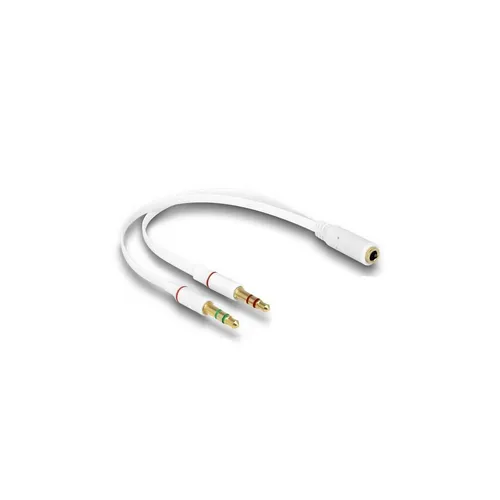 Delock Headset Adapter - 1 x 3,5 mm 4 Pin Klinkenbuchse > 2 x 3,5 mm 3 Pin Klinkenstecker, ideal für Audioanwendungen mit CTIA Standard und 20 cm Kabellänge