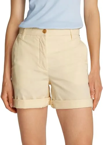 Tommy Hilfiger Damen Chino Shorts Kurz, Elfenbein (Ivory Petal), 38 - Damen-Shorts mit hohem Tragekomfort, ideal für den Sommer. Die Chino-Shorts bieten optimale Passform und Bewegungsfreiheit dank Stretchanteil.